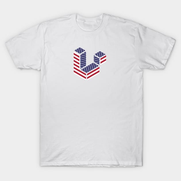 Laravel logo with USA flag for Events T-Shirt by WiloAhadi